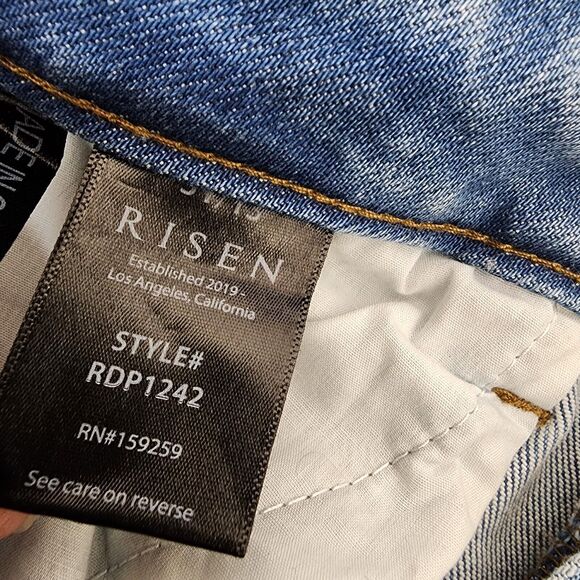 Risen Womens Jeans 31/13 Button Fly High Rise Wide Leg Ankle Medium Wash RDP1242 - Picture 9 of 10